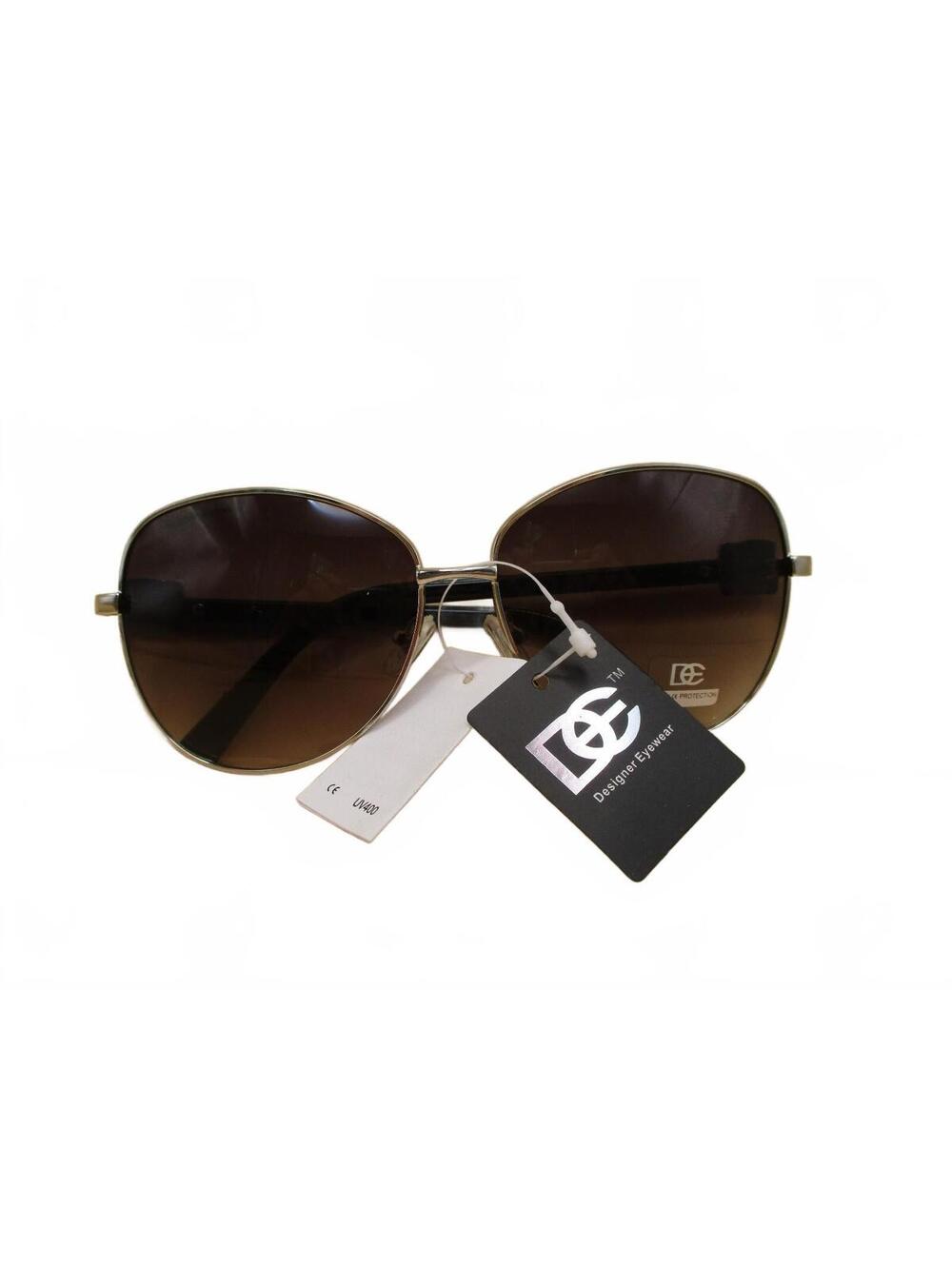 DG Eyewear Gold Metal Oversized Sunglasses Women Brown Gradient Lens New Tags